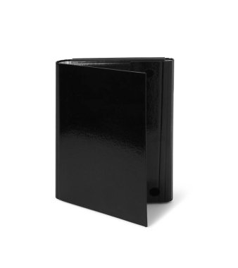 Beyaz arkaplanda siyah deri klasör var. kırpma yolu ile