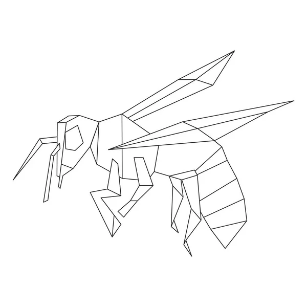 Včelí Hmyz Polygonální Ilustrace Bílém Pozadí Geometrická Lineární Včela — Stockový vektor