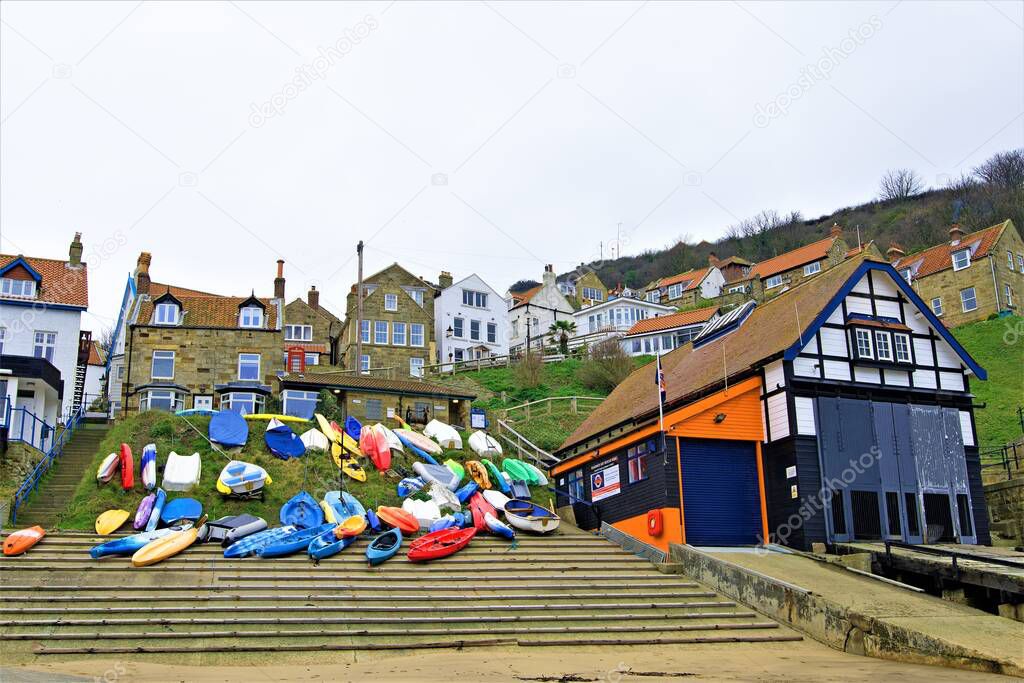 Runswick Bay is a bay in the Scarborough Borough of North Yorkshire, England. It is also the name of a village located on the western edge of the bay. It is 5 miles north of Whitby, and close to the villages of Ellerby and Hinderwell. 