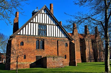 Gainsborough Old Hall in Gainsborough, Lincolnshire is over five hundred years old and one of the best preserved medieval manor houses in England. The hall was built by Sir Thomas Burgh in 1460. clipart