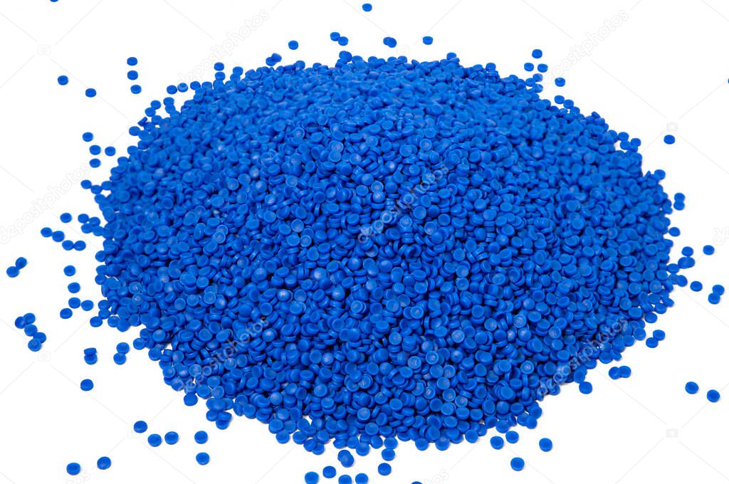 Close-up of plastic polymer granules.Polymer pellets. polymer plastic. compound polymer. Plastic beads used to make plastic bags.