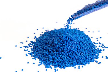 Plastik polimer granüllere yakın çekim. Polimer topaklar. polimer pl