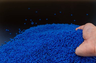 Plastik polimer granüllerin yakın çekim. polimer plastik. Bileşik 