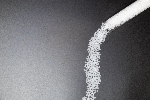Close-up of plastic polymer granules. polymer plastic. compound polymer