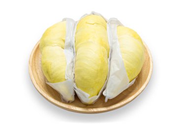 Lezzetli taze Durian, beyaz arka planda yalıtılmış durian, Tayland 'ın kral meyvesi, yaz meyvesi, aybaşı kokusu.