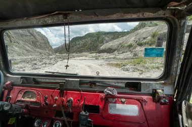 Drive to Mount Pinatubo in in the Philippines on the northern is clipart