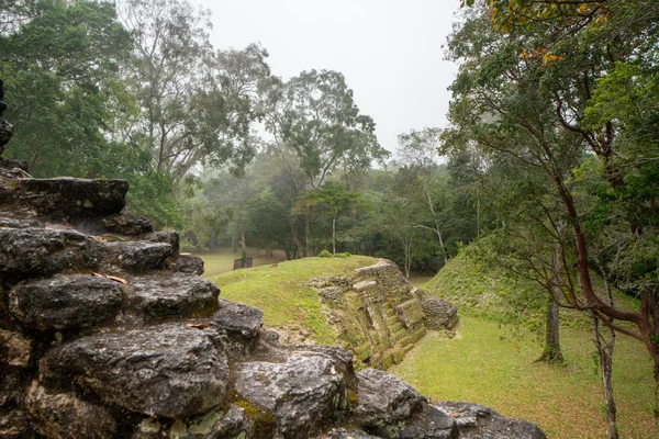 危地马拉Uaxactn考古遗址 丛林里有玛雅金字塔 — 图库照片