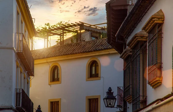 Strade Cordoba Tramonto Nel Centro Storico Vicino Alla Cattedrale Mezquita — Foto Stock