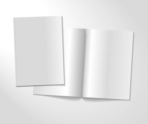mockup magazine cover and page spread to demonstrate layout of various publications