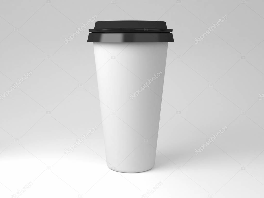 Serial image Mockup paper coffee cups in three sizes for presentation of logo, corporate identity or illustration.