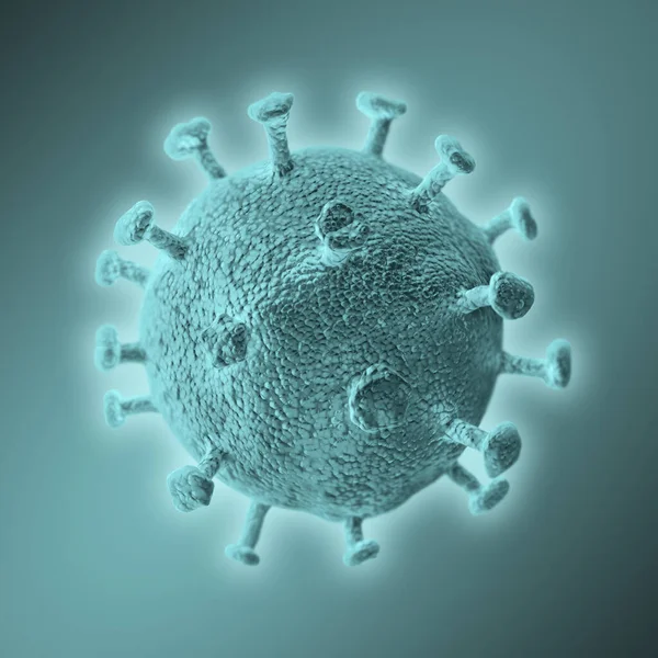 Bannière Arrière Plan Avec Covide Virus Dans Champ Luminescent Rendu — Photo
