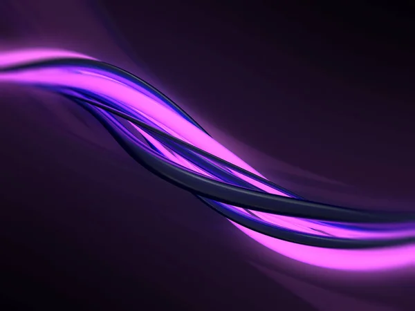 Dark Background Ultra Violet Neon Waves Glowing Wires Render Abstract — Stock Photo, Image