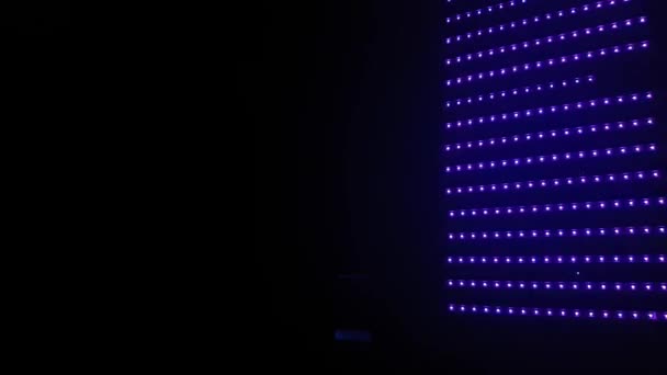 Animación de pared de luz led, fondo de discoteca de cerca — Vídeos de Stock