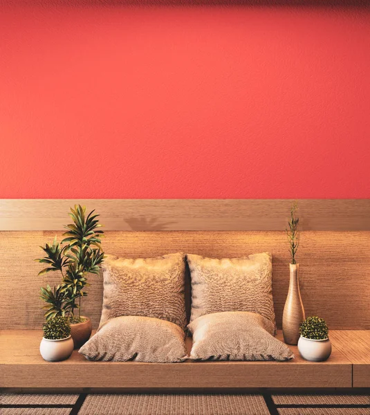 Lava exuberante parede e hiden luz parede fundo, Ryokan quarto japa — Fotografia de Stock