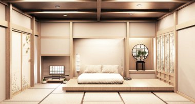 Paper window wooden design on Empty room white on wooden floor j