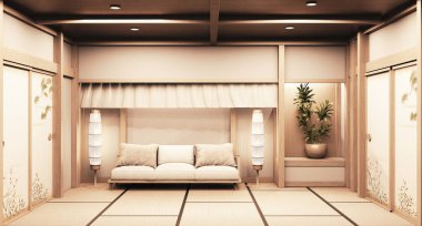 Ryokan japanese style on room wooden Very beautiful design. 3D r