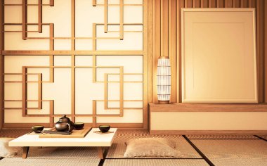 Chinese style Room interior. 3D rendering