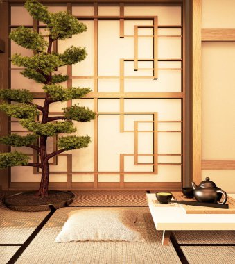 Chinese style Room interior. 3D rendering