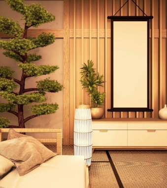 Chinese style Room interior. 3D rendering