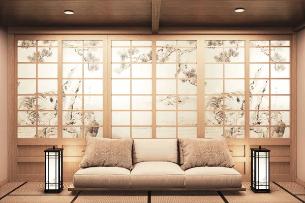 Ryokan japanese style on room wooden Very beautiful design. 3D r