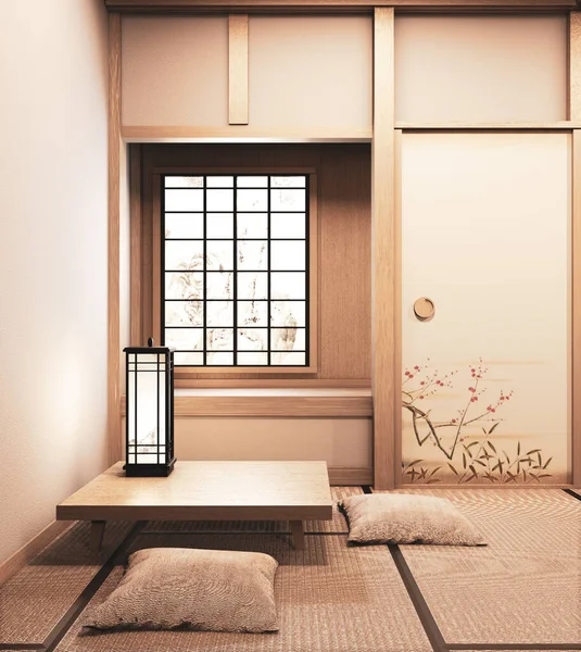 Ryokan japanese style on room wooden Very beautiful design. 3D r