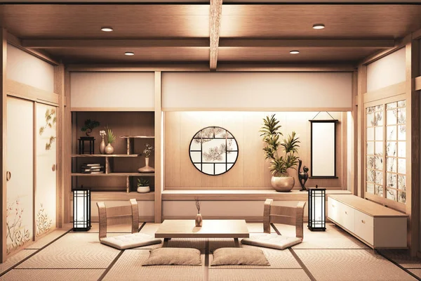 Ryokan japanese style on room wooden Very beautiful design. 3D r
