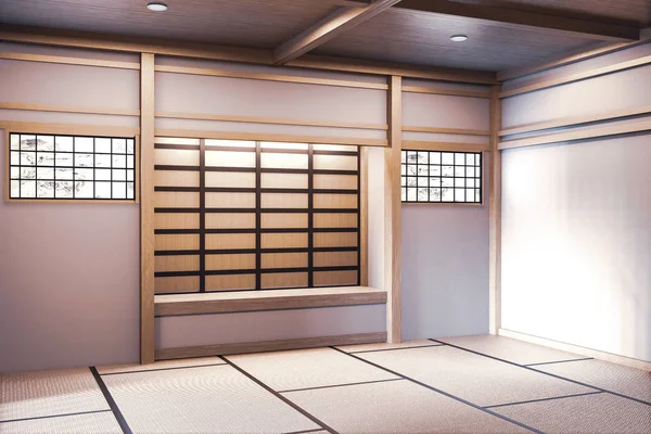 Mock up, projetado especificamente em estilo japonês, sala vazia. 3D — Fotografia de Stock