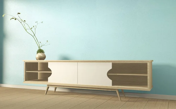 Półka TV w pokoju mięty nowoczesny styl tropikalny-pusty pokój Interio — Zdjęcie stockowe