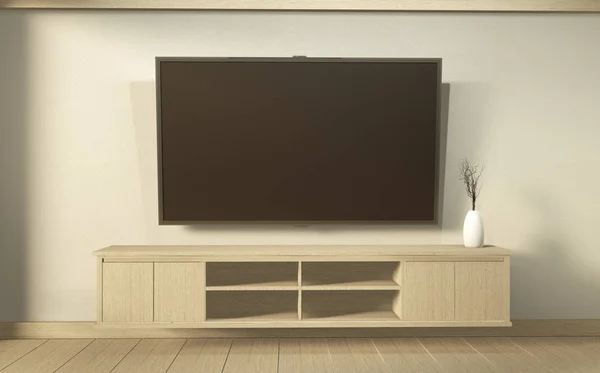 TV-skåp i moderna tomma rum japansk-zen stil, minimal des — Stockfoto