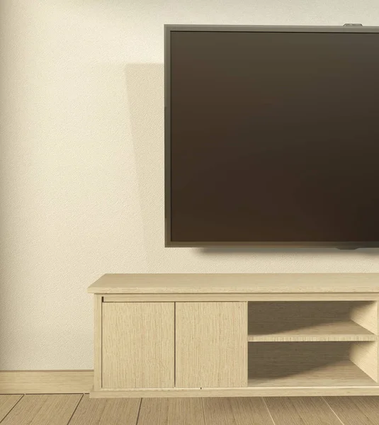 Armário de TV em quarto vazio moderno Japonês - zen style, minimal des — Fotografia de Stock