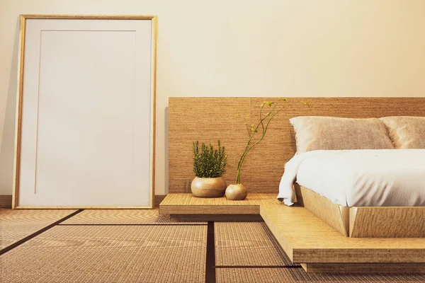 Interior Luxury moderna camera da letto in stile giapponese mock up, Progettazione — Foto Stock