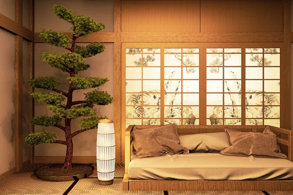 Chinese style Room interior. 3D rendering