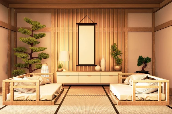 Chinese style Room interior. 3D rendering