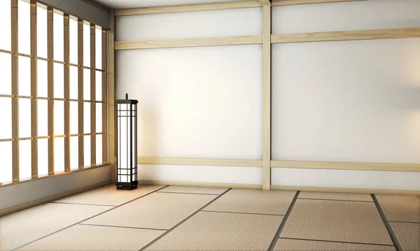 Empty zen room very japanese style with tatami mat floor and wal — ストック写真