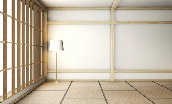 Leeres Zen-Zimmer sehr japanisch mit Tatami-Mattenboden und Wal — Stockfoto