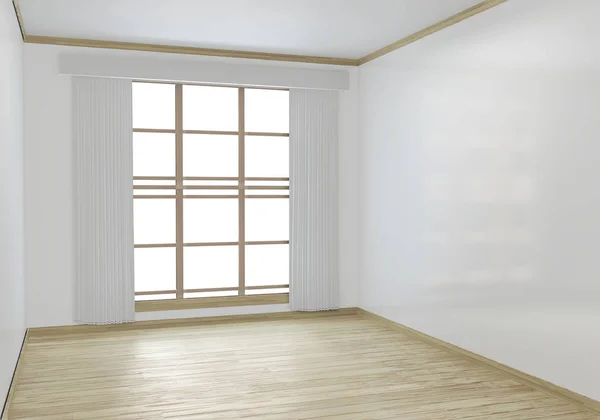 Empty room white on wooden floor interior design.3D rendering — Stock Photo, Image