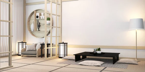Zen modern oda Japon iç mimarisi raf ahşap tasarım fikri 