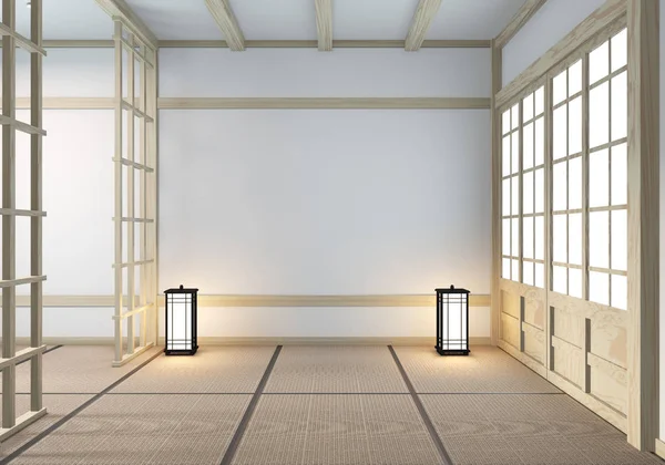 Идея макета Пустой комнате деревянный японский минимальный оригинальный desi — стоковое фото