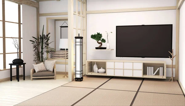 Raumausstattung japanischer Stil mit Schrank auf dem Boden tatami m — Stockfoto