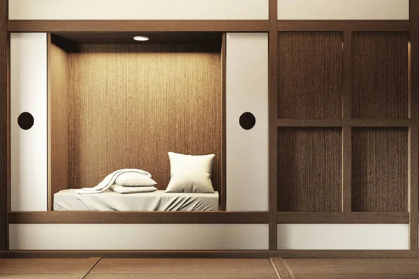 Modern zen peaceful Bedroom. japan style bedroom with shelf wall