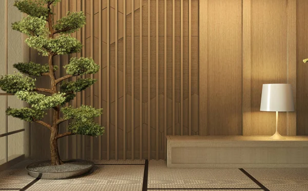 V místnosti je japonský styl. prostorové vykreslování — Stock fotografie