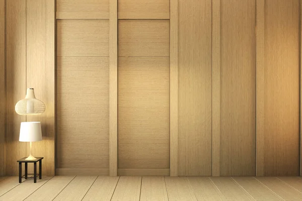 Japon odasındaki ahşap zemin Japon iç dekorasyonu. — Stok fotoğraf