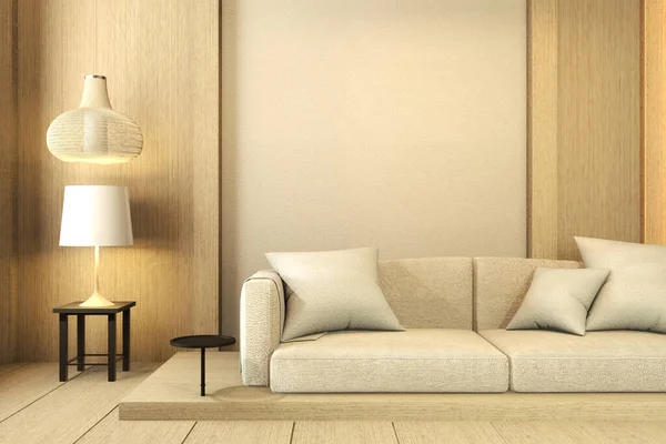 Nástěnný dřevěný interiér design, zen moderní obývací pokoj japonský styl — Stock fotografie