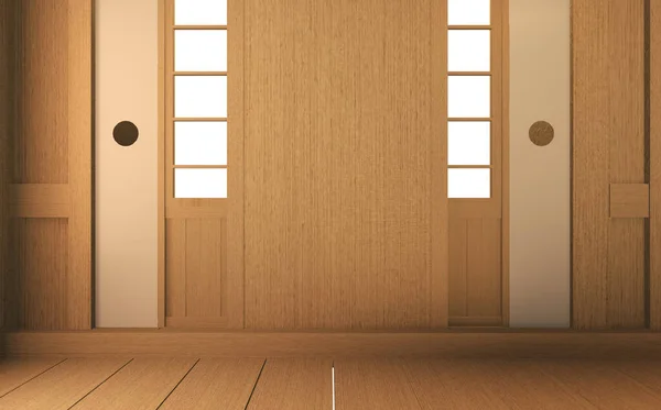 Escena habitación vacía con decoraion y tatami estera floor.3D renderin —  Fotos de Stock