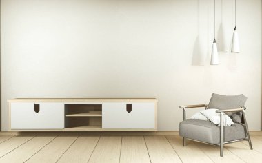 Beyaz, içi boş, Japon tarzı, 3 boyutlu kabine televizyonu.