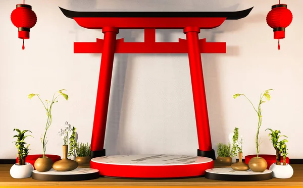 Podium - Pedestal for traditional Japanese products for editing. 3D rednering