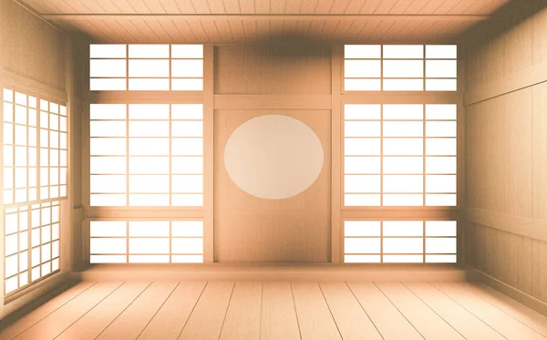 室内模拟日本室内设计日本风格 白色背景为编辑提供了一个窗口 3D渲染 — 图库照片