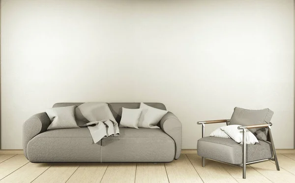 Modern Zen Living Room Interior White Sofa Decor Japanese Style — Stock Photo, Image