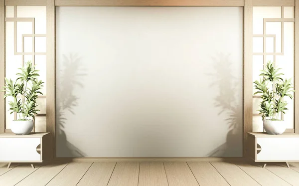 Dekorasyon ve tatami hasırlı 3D döşemeli sahne boş odası