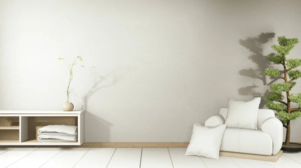 Wooden Cabinet Modern Empty Room White Wall White Floor Room — Stock Photo, Image